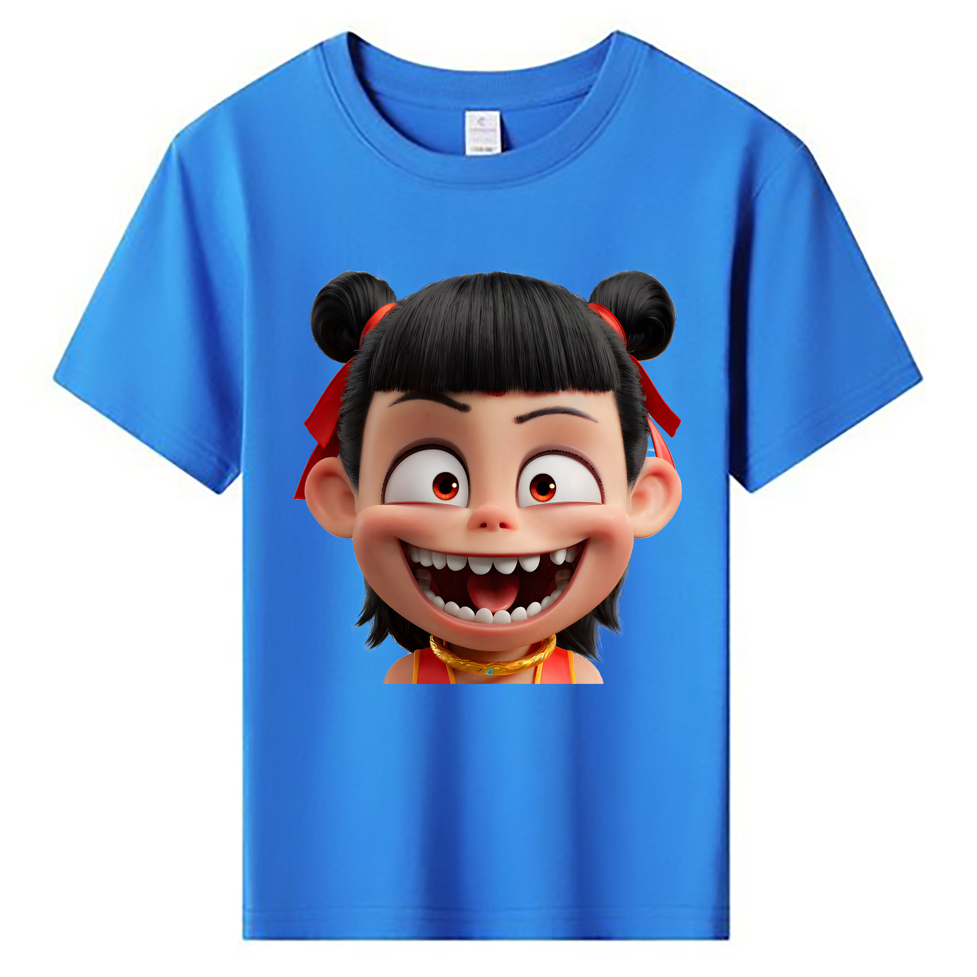 （画像用） Ne Zha 2 ナタ 魔童の大暴れ 綿100％キッズTシャツ（フロントプリント）